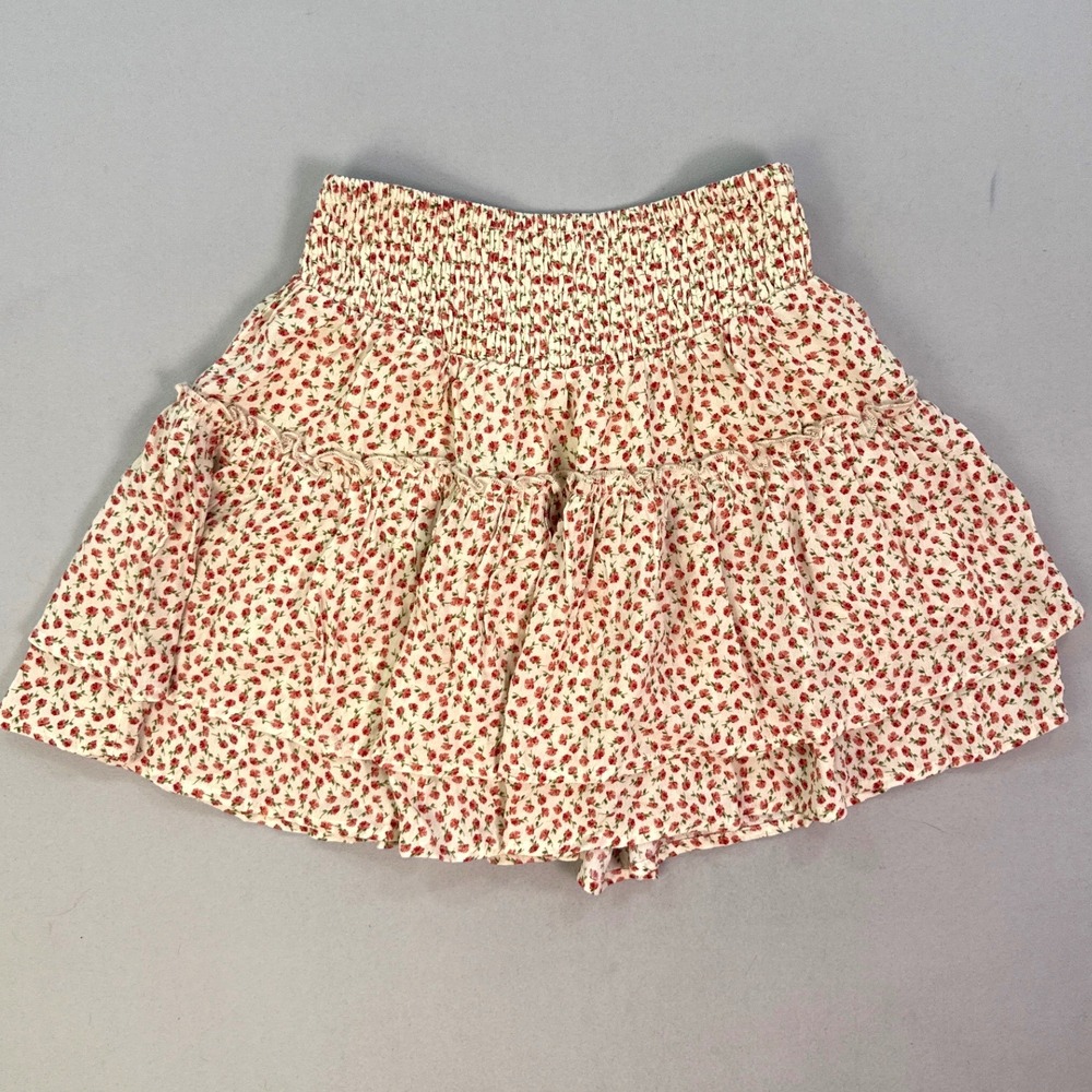 Sienna Sky Women Floral Smocked Ruffle Skort Cream Red RS1037-VR Size S